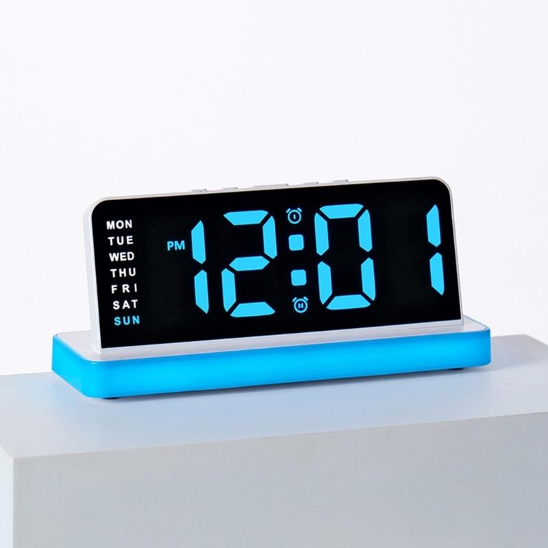 Night Light Digital Alarm Clock Electric Desk Clock with Snooze Date Loud Alarm Day of Week for Living Room Bedroom
