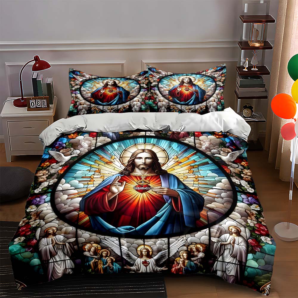 

Stained glass design Bedding Duvet cover sets Duvet covers Pillowcases gifts (1 * Duvet Cover 2 * Pillowcases, without duvet insert) 135x200cm