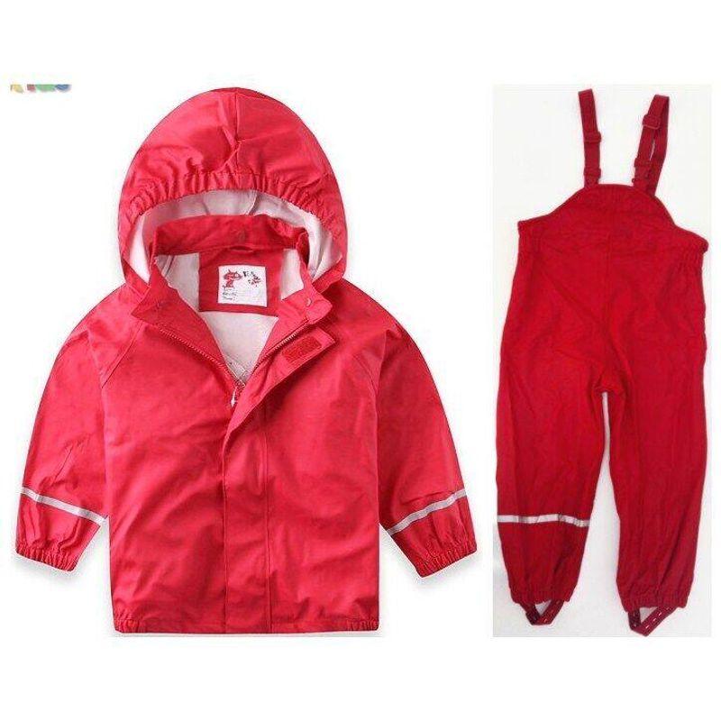 Детский дождевик Мальчики Девочка Дети Детский сад Малыш Школьник Дождевик Пончо ПУ Водонепроницаемая Одежда Брюки Red 92 Is Suitable for Heights Below 92cm