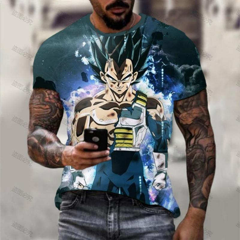 Men's 3D Printed Cartoon Tshirt Anime Dragon Ball Z Tshirt Summer Harajuku Men Goku Clothes Super Saiya Short Sleeve T-shirt