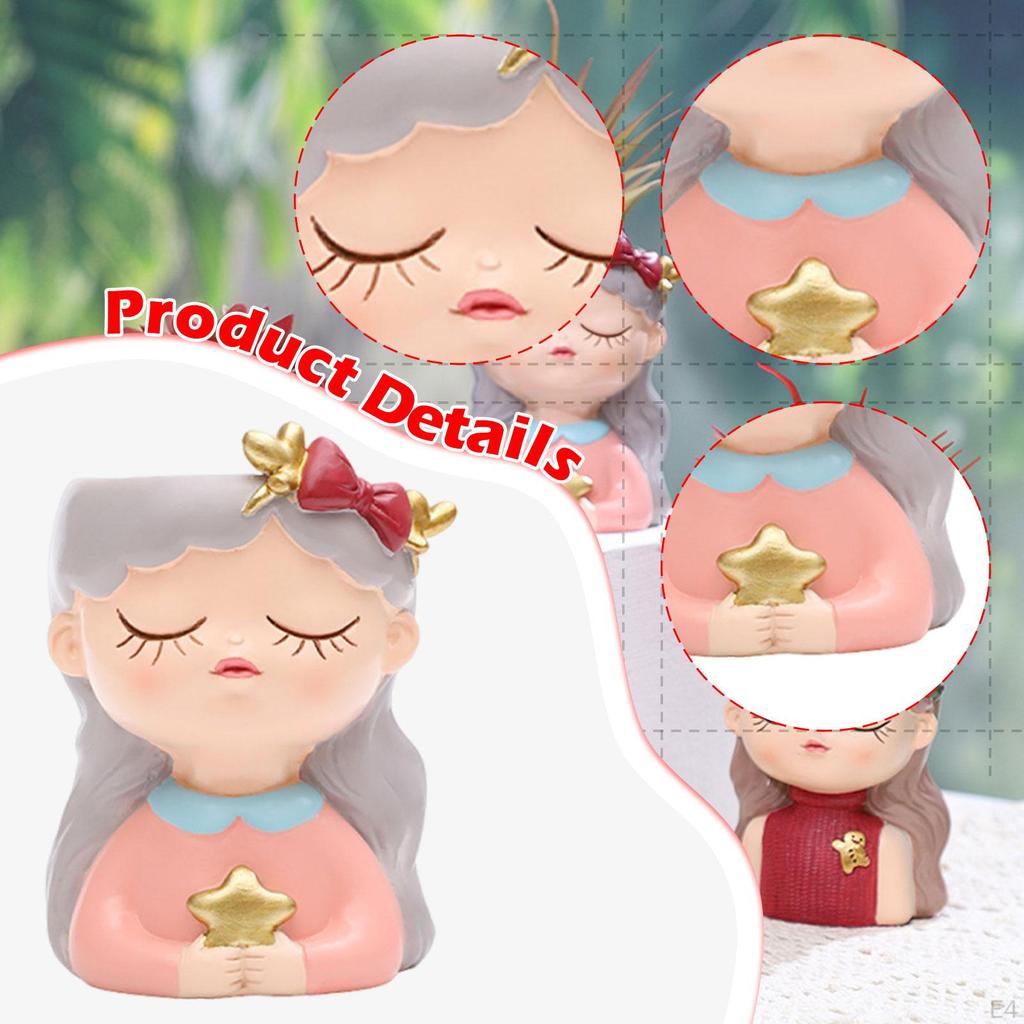 Elf Girl Flower Pot Plant Anti Slip Desktop Ornaments Resin Planters Bonsai for Office Desk