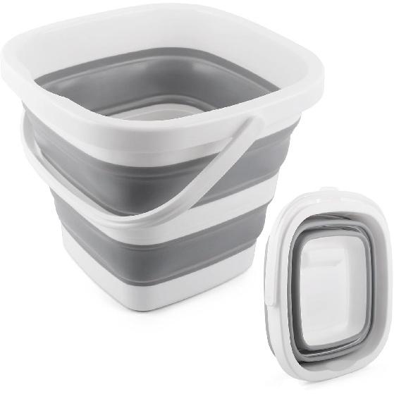 10L Collapsible Bucket for Cleaning, Portable Ice Bucket Water Pail for Space Saving, Foldable Sand Buckets with Handles for House Bathroom, Plastic