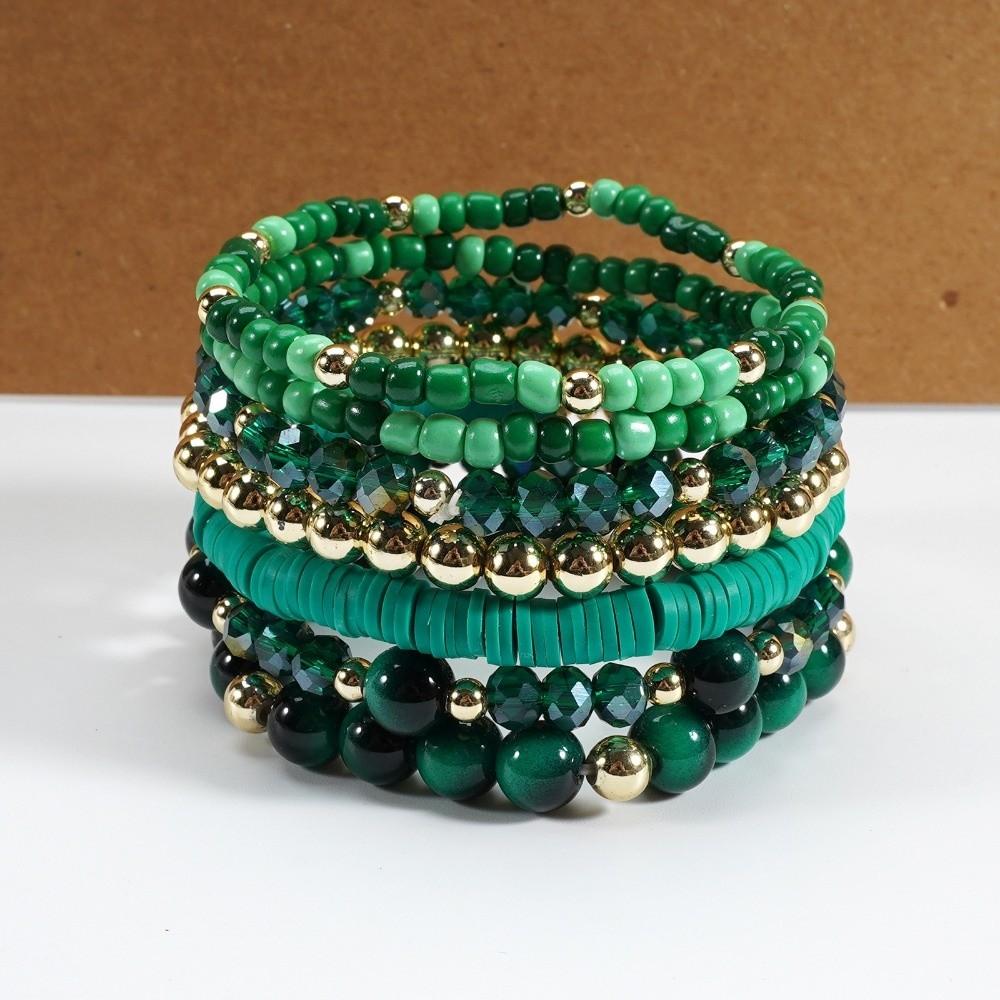 7 PC/Set Handmade Beads Bracelet Set Elastic Rope Hand Chain New Stackable Bangles Set Gifts