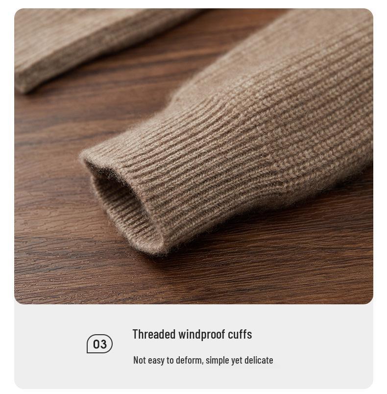 Men's Solid Color Cashmere Knit Cardigan - Autumn/Winter 2025, Loose, Soft, Comfortable, Zipper, Long Sleeve, Versatile.