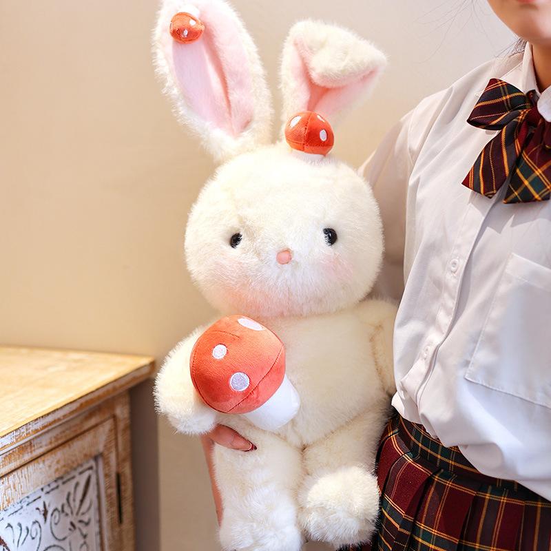 New Mushroom Rabbit Doll Cute Plush Toy Rabbit Doll Little White Rabbit Doll Birthday Gift