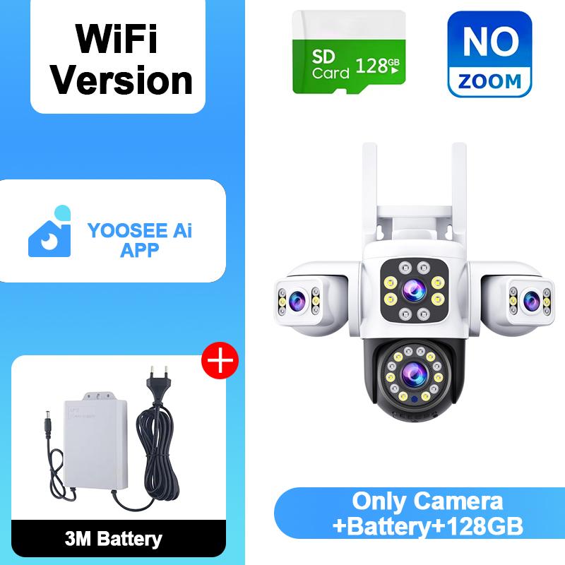 YOOSEE Ai APP Triple-lens Camera HD 15MP WIFI Outdoor Camera Waterproof Mobile Tracking IP CCVT Two-way Talk