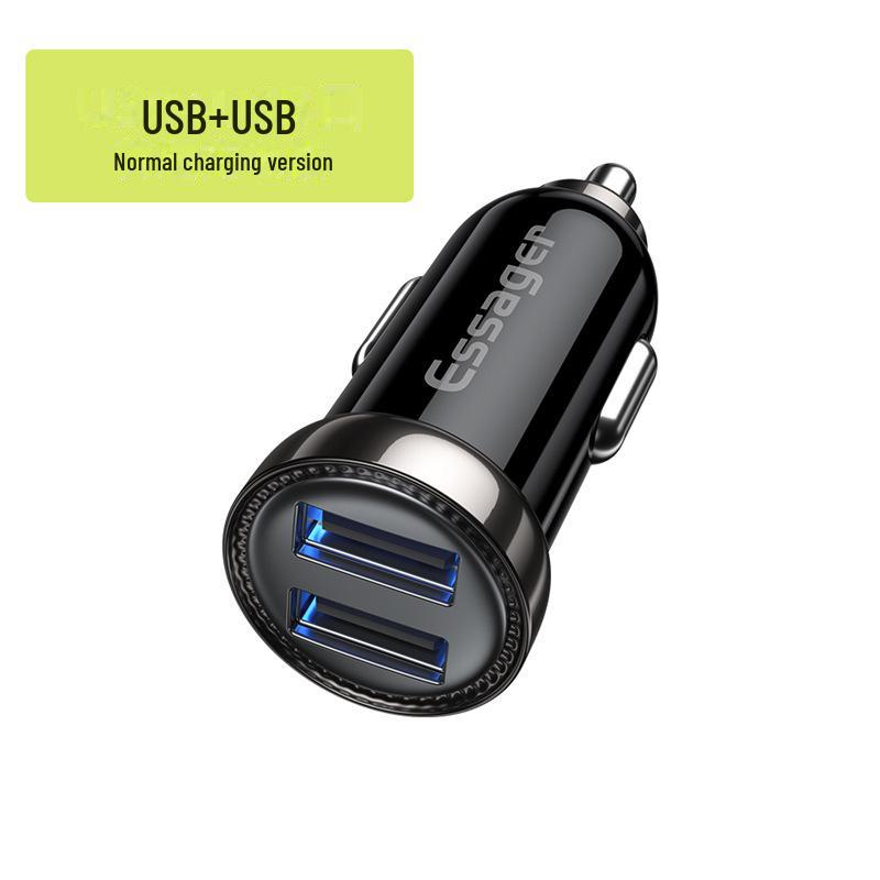 

Автомобильное зарядное устройство серии ESSAGER Turbine Mini с двумя портами USB, разъемом прикуривателя, быстрой зарядкой QC3.0 Dual USB 2.4A 12W чёрный
