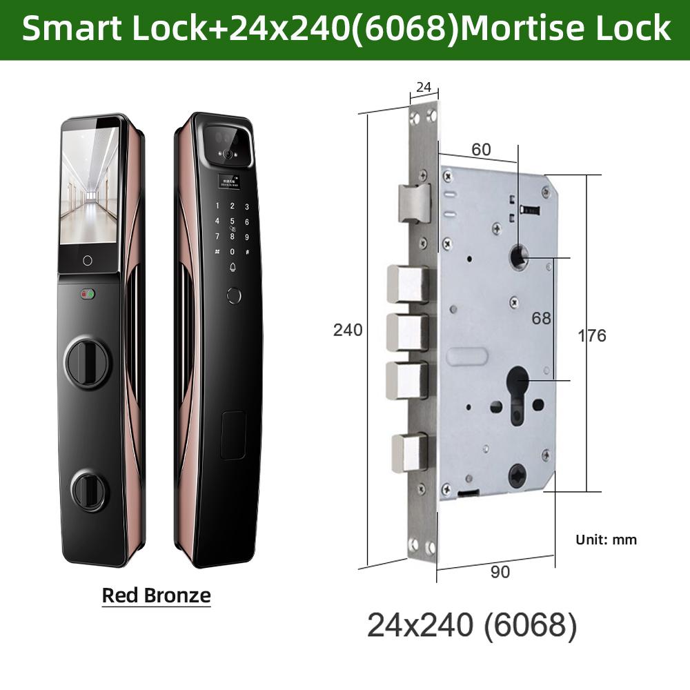 

RAYKUBE полностью автоматический интеллектуальный замок Tuya WiFi, видеодомофон, удаленная разблокировка, распознавание лиц бронзовый/красный