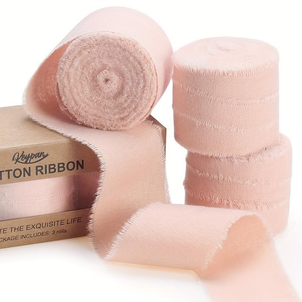 2rolls Festive Ribbons: Handmade Fringed and Perfect for Crafts Weddings or Home Decor Available In White Blue and Green