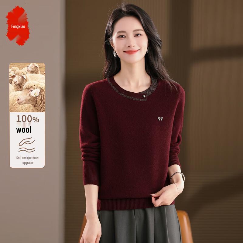 

Women s Pure Wool Round Neck Knit Sweater 2XL