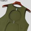 INCERUN Mens Sleeveless Cutout Splits Casual Cosplayer Long Swing Tank Tops