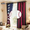 Customized Blackout Baseball Print Curtains with Photo Hooks - High-Precision Sunscreen Design for Bedroom