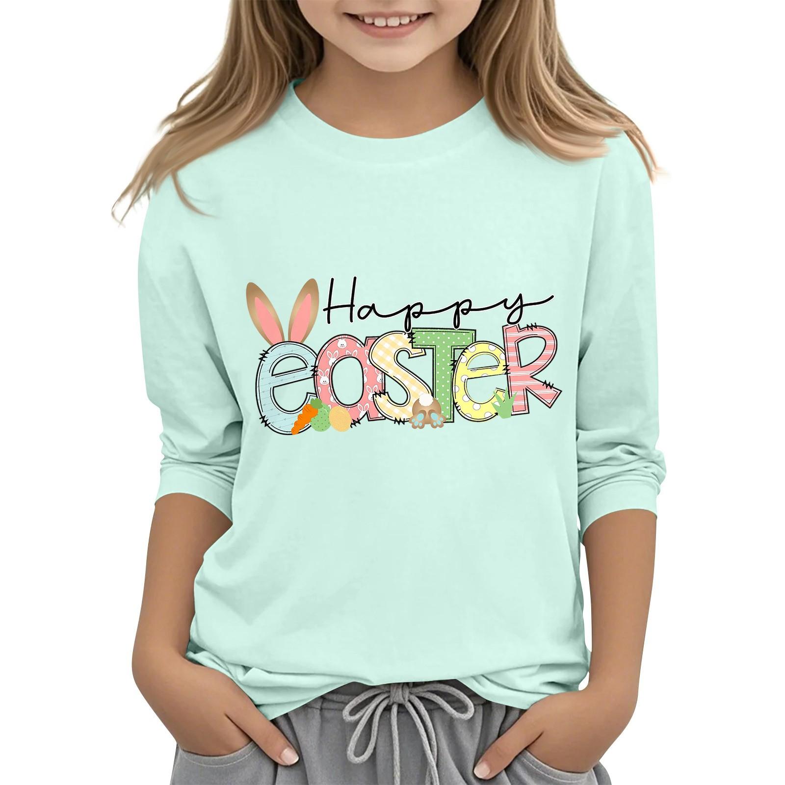 

Повседневная футболка с круглым вырезом и пасхальным принтом, с рукавами 7 точек для детей 150