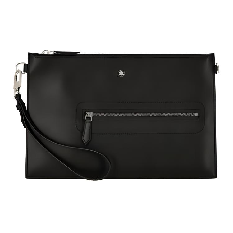 Montblanc Portofel Pungă din Piele cu Fermoar Fashion Business Bărbați Portofele Negru 129698BLACK