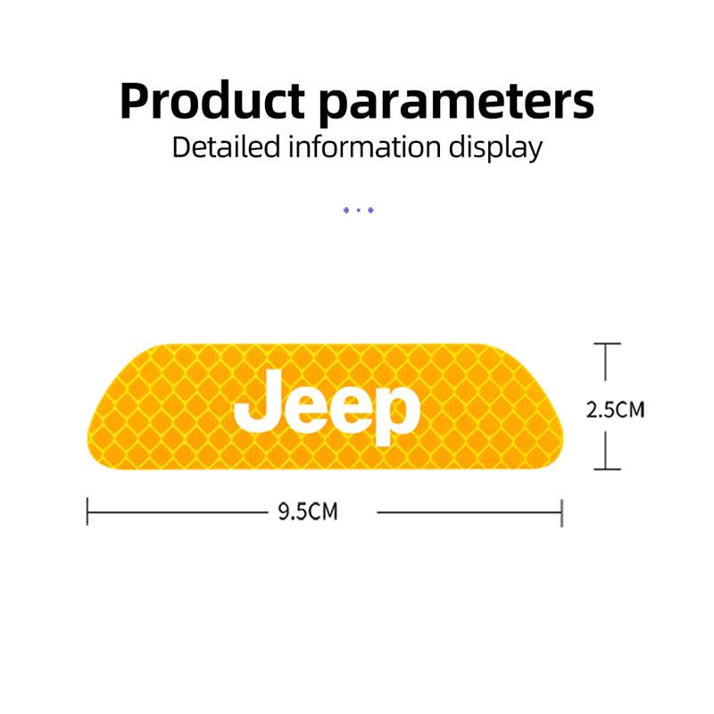 Cup Holders 4Pcs Car Safety Warning Stickers Night Reflection Mark Decals For Jeep Grand Cherokee Wrangler JK Gladiator Compass