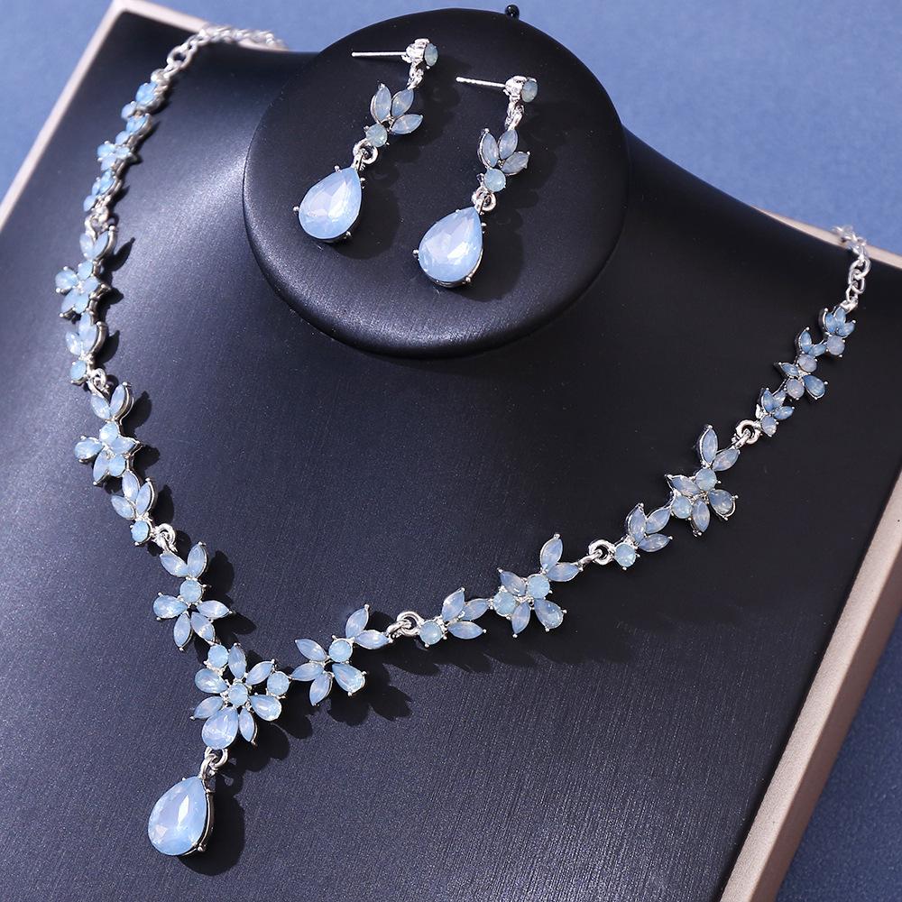 DIEZI Luxury Rhinestone Crystal Tiara Necklace Earrings For Women Wedding Party Elegant Bridal Bride Crown Hair Accessories