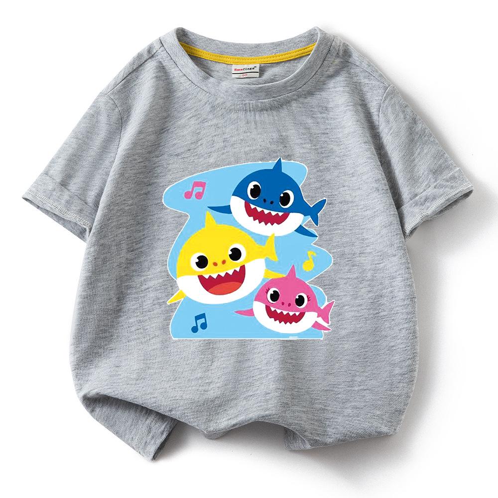 2024 Baby Shark Pure Cotton Short-Sleeve T-Shirt for Kids – Boys' and Girls' Summer Wear