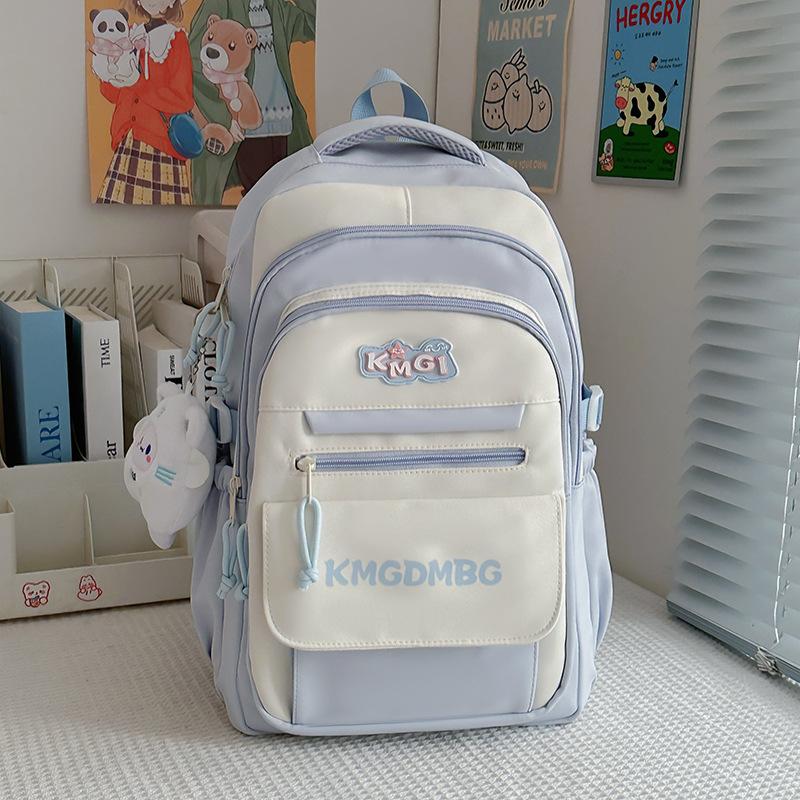 New high-value, fresh and sweet, contrasting colors splicing college style backpack, large-capacity backpack for junior high school students