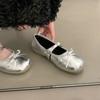 Black light mouth ballet flat-soled single shoes for women's 2025 new summer skirt French round head Mary Jane shoes