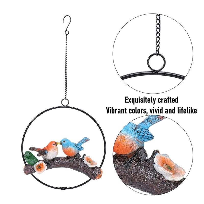 Hanging Parrots Statue Sculpture Perching On Branch Patio Garden Lawn Decors Nature Lover Tropicals Bird Collectors