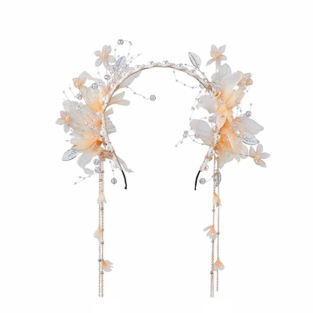 Crystal Chinese Ancient Hairband Beads Swaying Fairy Headwear Hanfu Tassel Hair Hoop  Cheongsam