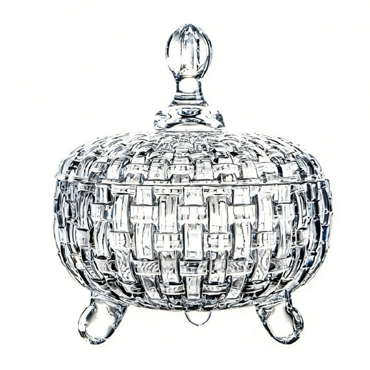 

Beautiful Handcrafted Candy Holder with Lid Glass Serving Bowl For Kitchen Dining Room Decoration 1