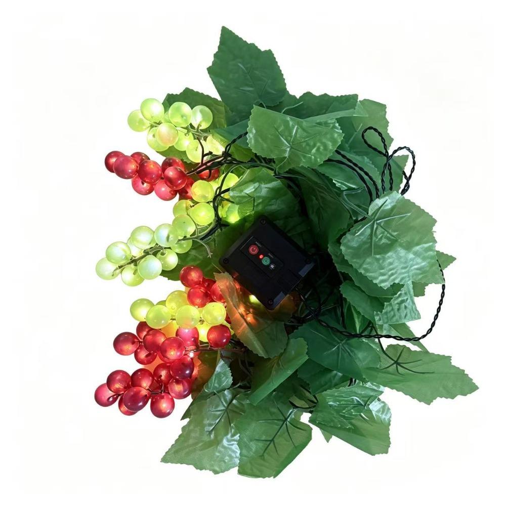 Green Leaf Vine Design Fairy Light Garland 2.6m Atmosphere Night Light Patio Green/Purple