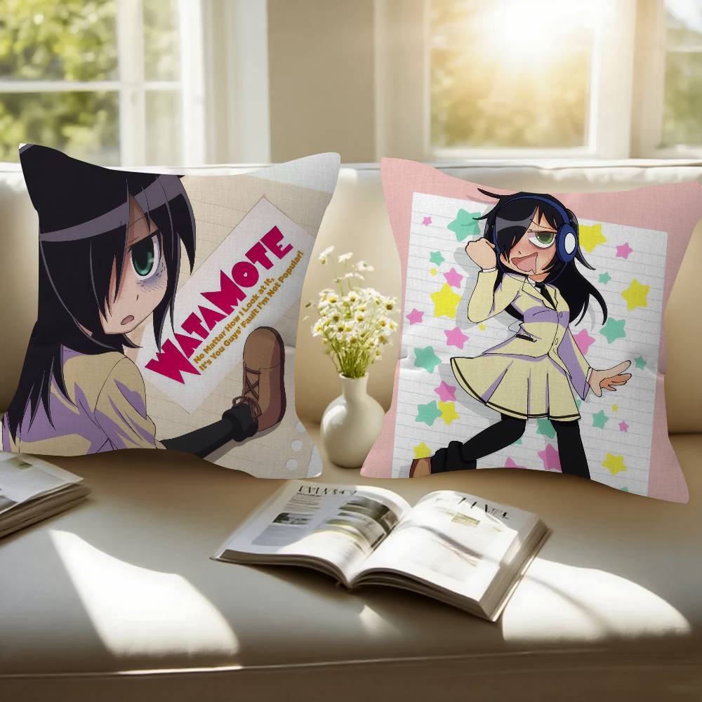 Anime Watamote Kuroki Tomoko Personalized Pillow Dust Cover Bedroom Kids Party Decoration Pillowcase Birthday Children Gift