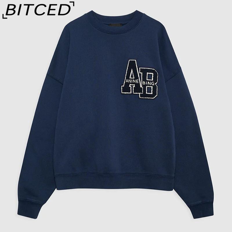 BITCED Women's Early Autumn Patchwork Embroidered Letter Sweatshirt