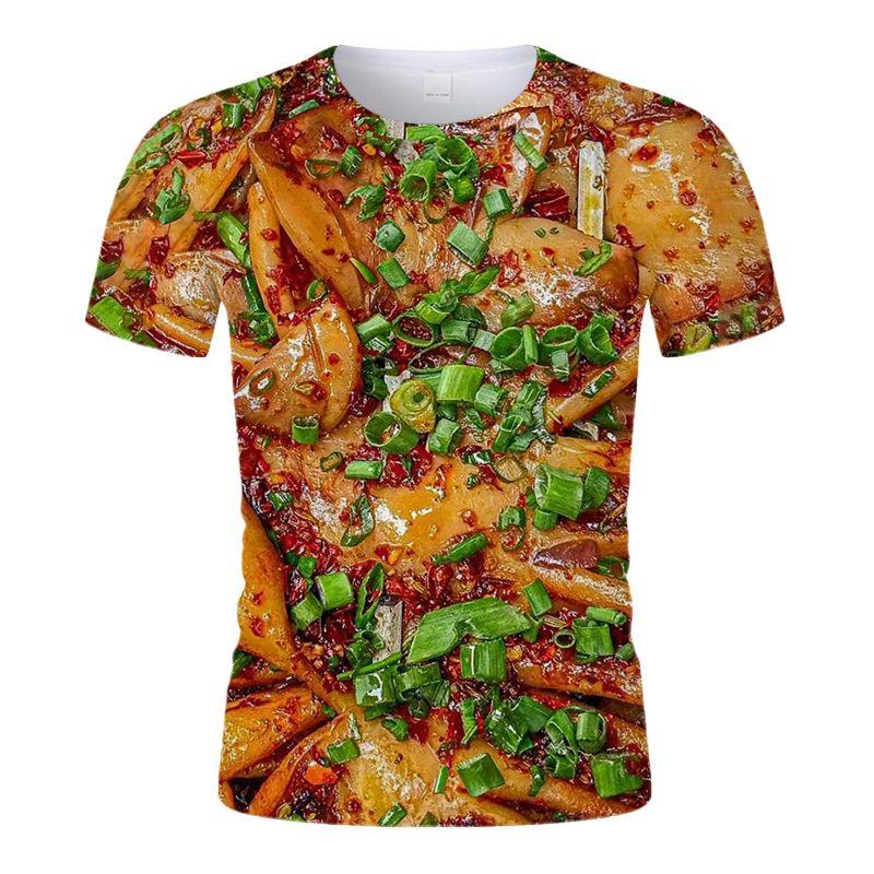 Barbecue Squid Kebab Pattern T Shirt For Men 3D Printed BBQ T-shirt Round Neck Short Sleeve Tee Shirts Tops Street Loose Tshirt