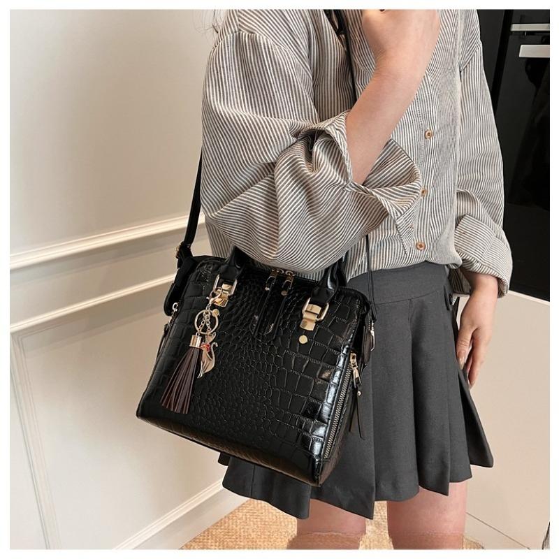 2025 New Fashionable Stone Pattern Large Capacity Solid Color Texture Single Shoulder Handheld Diagonal Cross Bag Tote Bag