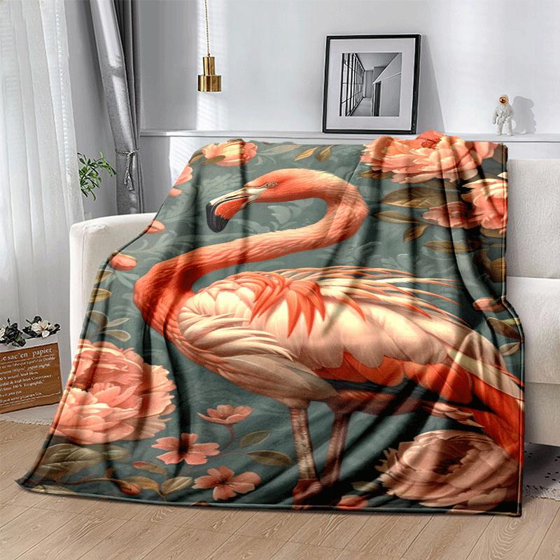 1pc Flamingo Printing Lightweight Flannel Blanket, Comfortable and Warm Blanket, for Camping Sofa Bed and Couch Office, Gift