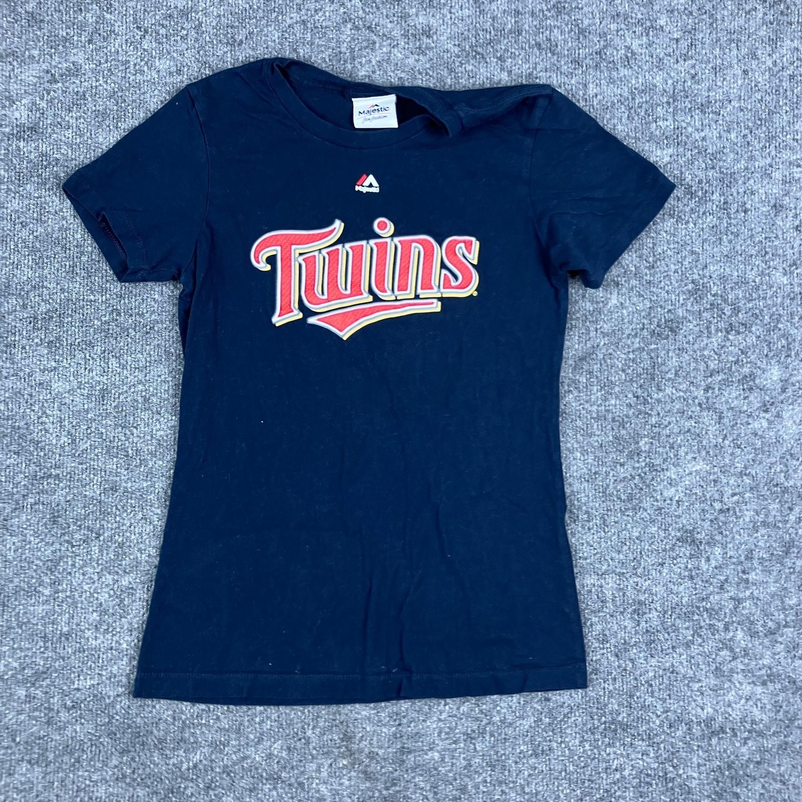 Majestic Minnesota Twins T-Shirt Womens Size S Navy MLB Baseball Graphic Tee S