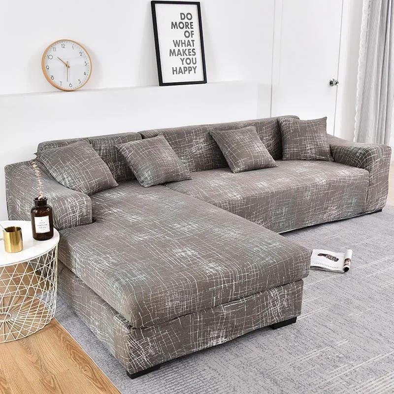 Elastic Sofa Cover For Living Room Adjustable Geometric Chaise Lounge Sofa Covers Sectional Corner Couch Sofa Slipcovers 1PC