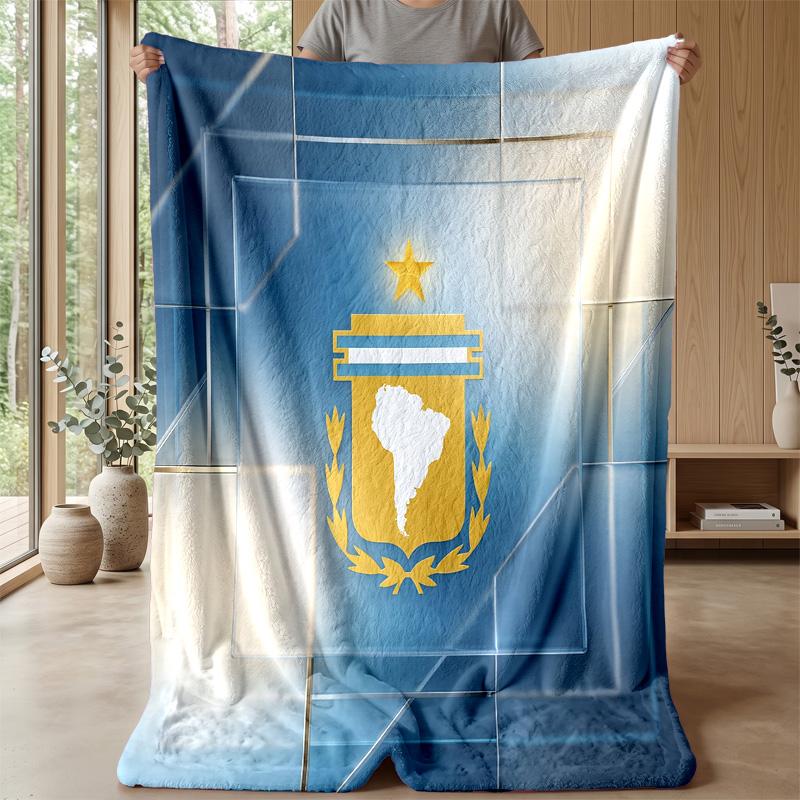 Argentina Football Printed Flannel Blanket Skin Friendly Warm Decorative Throw for Indoor Couch Bed Daily Use