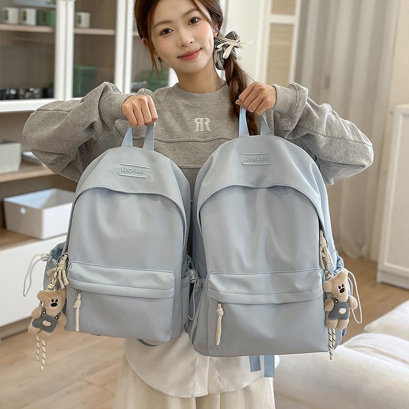 New Japanese Simple and Lightweight College Student Schoolbag Versatile High-value Large-capacity Leisure Travel Solid-color Backpack