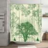 Green Tree Pattern Shower Curtain Waterproof Fabric Bathroom Decor Home Decoration Modern Style Artistic Print Umbrella Cover La