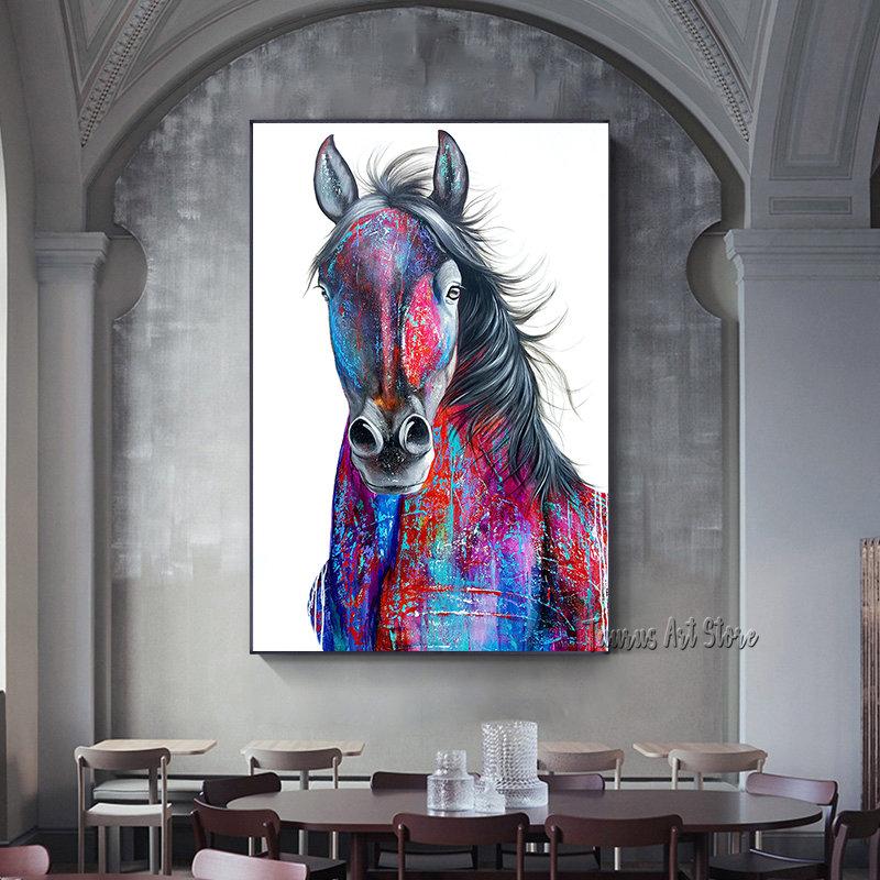 

Граффити, искусство животных, красочная лошадь, холст, картина, настенные художественные картины для гостиной, современное абстрактное искусство, принты, плакаты