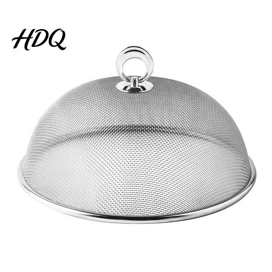 Outdoor Picnic Food Protector Stainless Steel Mesh Cover with Handle Round Portable Large for Dinner Plates Protector Durable Guard Dishes And Fruit