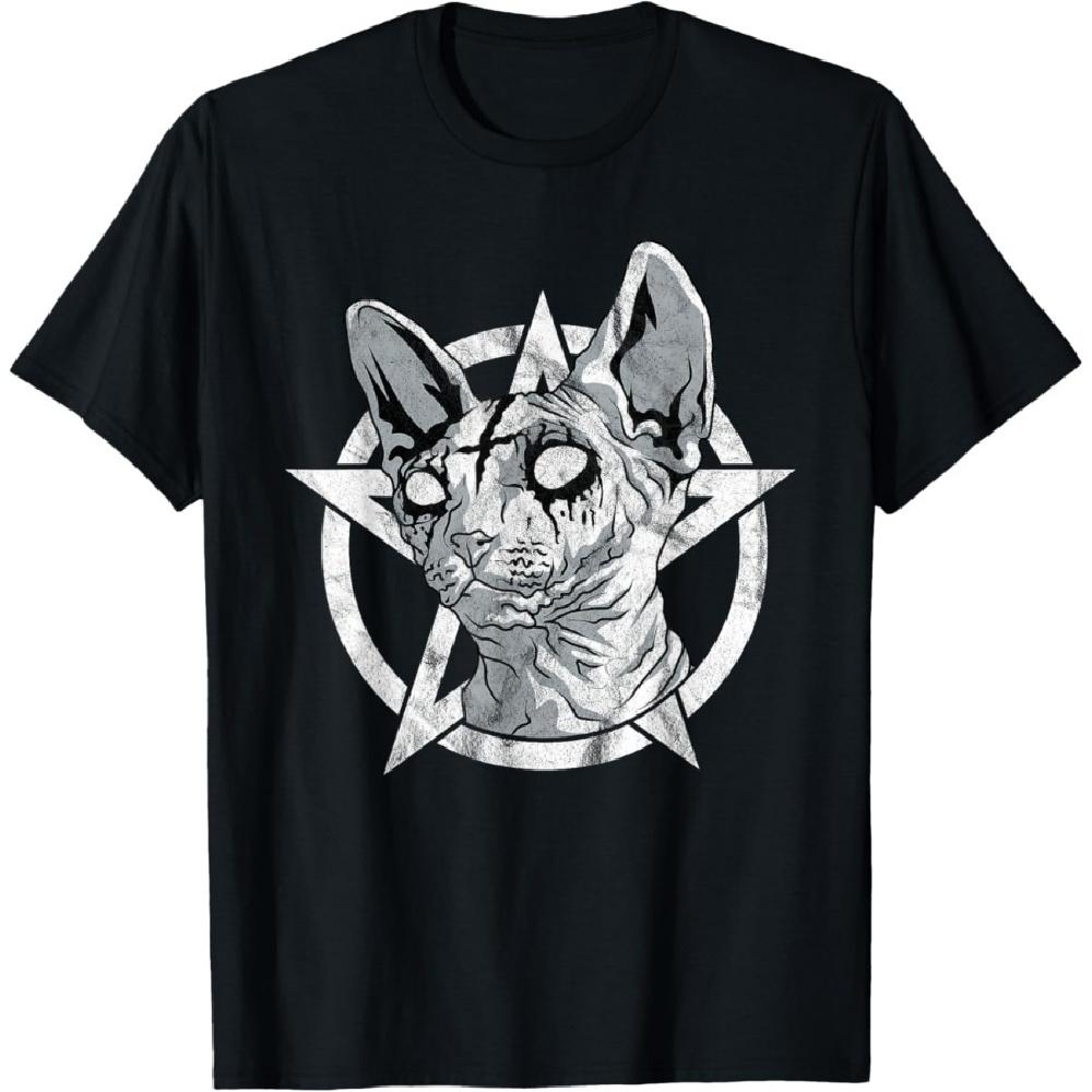 

Black Metal Sphynx Cat Goth and Death Metal Sphinx Occult Men Women Girls Kids T-Shirt S