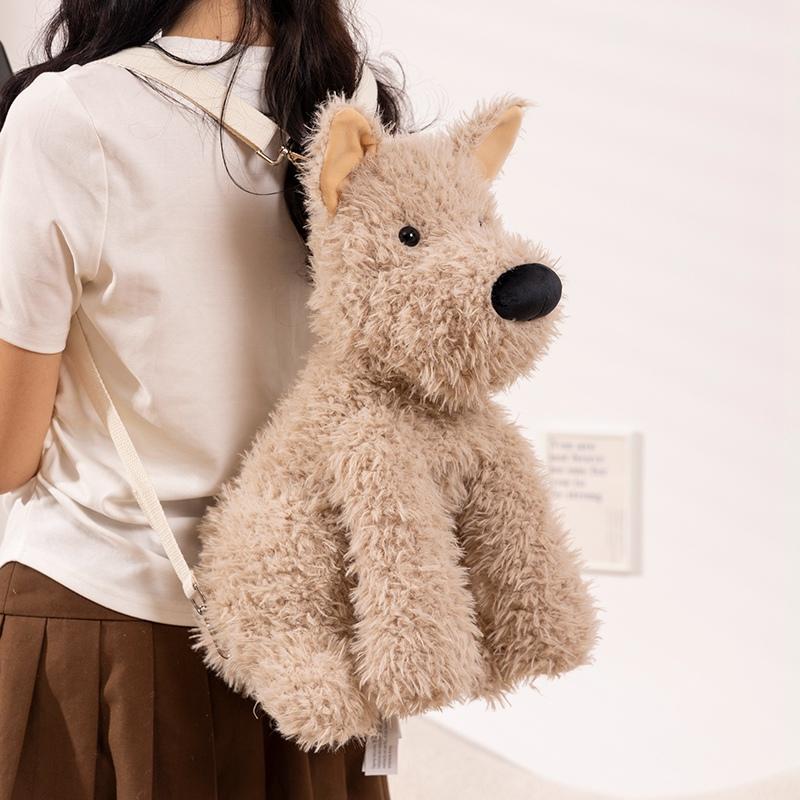 Cute Western Highland Dog Plush Dolls West Highland White Terrier Plush Backpack Toy Diagonal Shoulder Bag Creative Gift 45cm