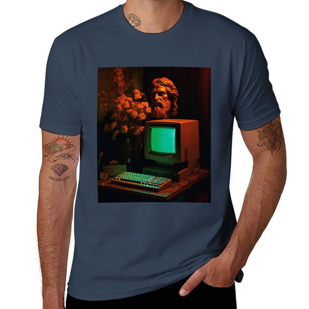 A Bust and a Computer Vintage Vaporwave TShirt Casual Trendy Streetwear Tee Shirt