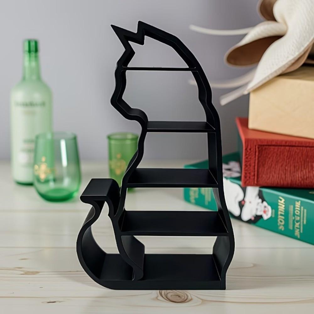 Scene Decoration Cat Mini Display Shelf Cat Shaped Dollhouses Layered Figurine Dollhouses