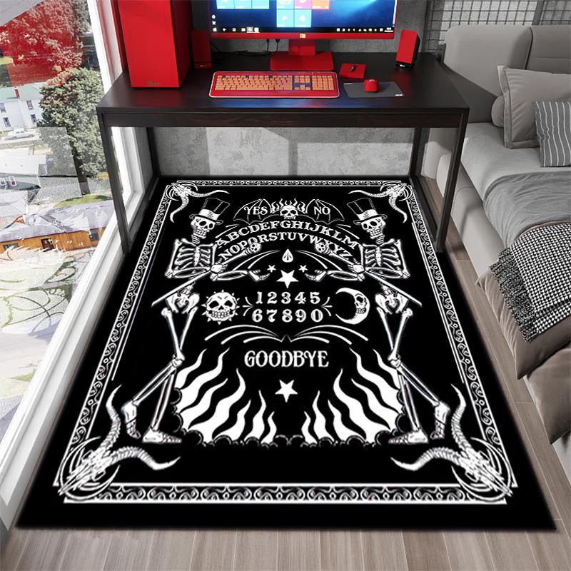 1PC Skull Dark Gothic Pattern printed Carpet Rug for Living Room Bedroom Home Sofa Decoration,Non-slip Floor Mat Floor mat
