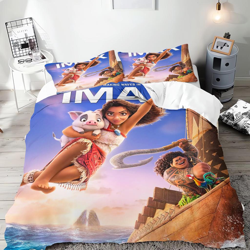 Moana Princess Anime Home Bedroom Comforte Nordic polyester material suitable for children and adults 2/3-piece set