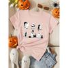 Ladies Halloween Ghost Pattern Casual T-shirt Black Cat Print Summer Sports Short Sleeve Vacation Pretend Fashion Women's Wear