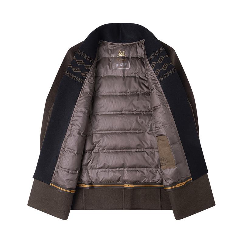 Men's Mid-Length Double-Faced Wool Coat - High-Quality, Warm, Single-Breasted Business Attire for Middle-Aged.