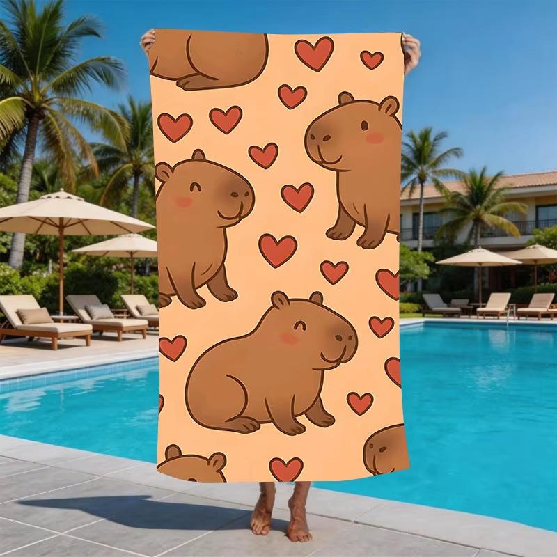 Cute Kawaii Capybara Multiple Sizes Microfiber Beach Towel Sand Free Quick Dry Super Absorbent Pool Towels Swim Blanket