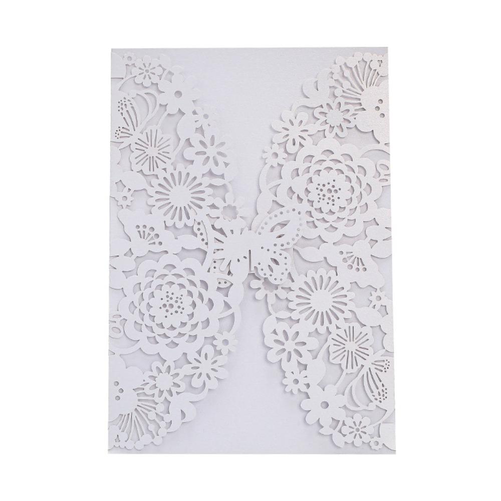 50pcs Flower 3D Invitation Card Hollow Out Butterfly Greeting Card  Festival Celebration