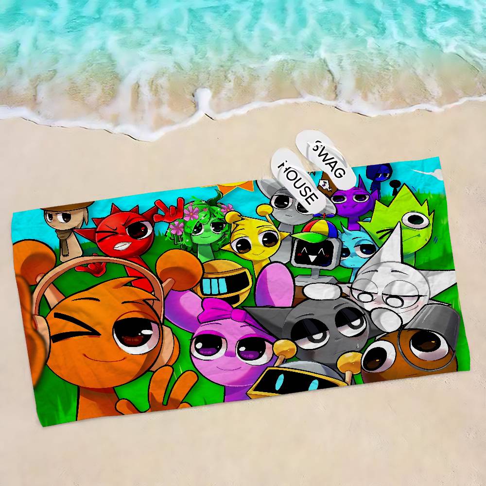 S-Sprunki Incredibox Mikrofaser Strandtuch Saugfähig Schnelltrocknend Weich Yoga Schwimmen Resort Bergsteigen Handtuch